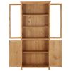Bookcase 4 Doors 35.4"x13.8"x78.7" Solid Oak Wood and Glass