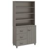 Highboard Solid Wood Pine Light Gray
