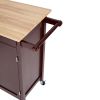 DunaWest Wooden Rectangular Kitchen Cart with 1 Door and Open Compartments; Espresso Brown