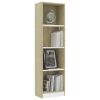 4-Tier Book Cabinet White and Sonoma Oak 15.7"x9.4"x55.9" Chipboard