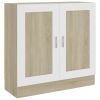 Book Cabinet White and Sonoma Oak 32.5"x12"x31.5" Chipboard