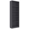 5-Tier Book Cabinet Gray 23.6"x9.4"x68.9" Chipboard