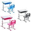 Student Desks and Chairs Set C Style White Lacquered White Surface Light Grey Plastic [70x38x(52-74)cm]