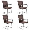 3052993 Cantilever Dining Chairs 4 pcs Brown Faux Suede Leather