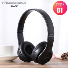 Handsfree Wireless Headphones Noise Canceling Headphone Earphone P47 headset Bluetooth Head Phone for iPhone Huawei Samsung S21 (Color: Black)
