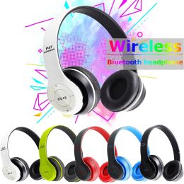 Handsfree Wireless Headphones Noise Canceling Headphone Earphone P47 headset Bluetooth Head Phone for iPhone Huawei Samsung S21 (Color: green)