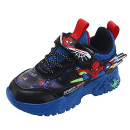 Autumn leather-bound running sneakers for kids and teenagers (Color: Blue, size: 28)