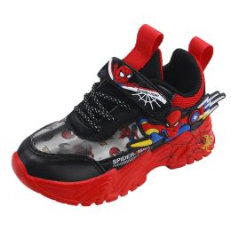 Autumn leather-bound running sneakers for kids and teenagers (Color: Red, size: 27)