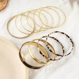 Gold Tone 9 to 11 Pcs Bangle Bracelet Set for Women Boho Indian Multi Bangle Sets for Teen Girls Punk Chunky Layered Stackable Textured Bracelets (Color: Set B)