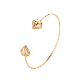 Simple Hollow-out Triangular Bracelet With Beautiful Zircon Lady Opening Bracelet (Color: 01 kc gold 12230)