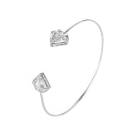 Simple Hollow-out Triangular Bracelet With Beautiful Zircon Lady Opening Bracelet (Color: 02 white K12231)