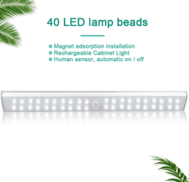 24/40/60LED motion sensor led light(Rechargable) (Model: 40beads, Color: Warm white)