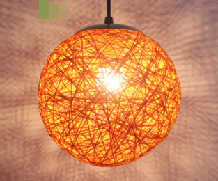 Wholesale hemp ball chandelier Zhongshan rattan lamp Pastoral restaurant bar chandelier hot pot shop light Living room porch light (Color: orange, size: 60CM)