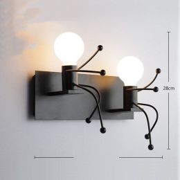 Living room bedroom bedside lamp (style: White5W, Color: Black double head)