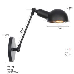 Restaurant bar wrought iron long arm wall lamp (style: NO LED, Color: B0038A 20)
