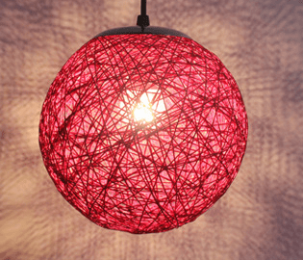 Wholesale hemp ball chandelier Zhongshan rattan lamp Pastoral restaurant bar chandelier hot pot shop light Living room porch light (Color: Red, size: 60CM)