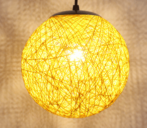 Wholesale hemp ball chandelier Zhongshan rattan lamp Pastoral restaurant bar chandelier hot pot shop light Living room porch light (Color: Yellow, size: 60CM)