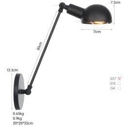 Restaurant bar wrought iron long arm wall lamp (style: NO LED, Color: B0038A 30)