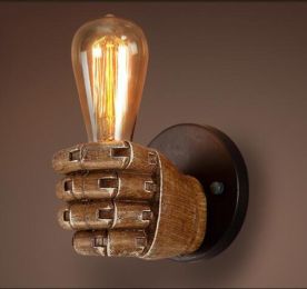 Fist resin wall lamp creates decorative wall lamp (style: Right hand, Color: Brown)