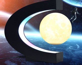 Magnetic Levitation Moon Night Light Office And Home Creative Levitation Ornaments Gifts Can Be Customized One Piece Drop-Off (Size-power: 3.5inch-EU, Color: White)