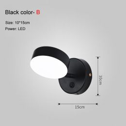 Bedside wall lamp (style: B, Color: Black)