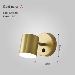 Bedside wall lamp (style: A, Color: Gold)