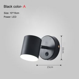 Bedside wall lamp (style: A, Color: Black)