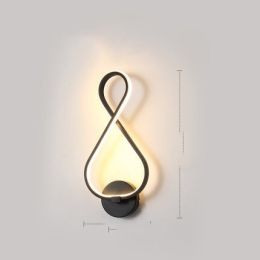led wall lamp nordic minimalist bedroom bedside lamp (style: Warm light, Color: 8 black)