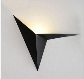 Triangle wall lamp bedside study hotel room maple leaf lamp (Style-Size: Cool White-S, Color: Black)