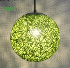 Wholesale hemp ball chandelier Zhongshan rattan lamp Pastoral restaurant bar chandelier hot pot shop light Living room porch light (Color: green, size: 40cm)
