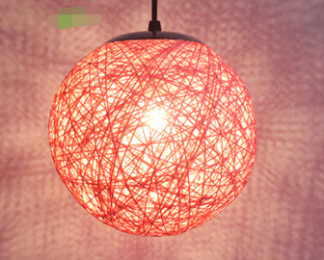 Wholesale hemp ball chandelier Zhongshan rattan lamp Pastoral restaurant bar chandelier hot pot shop light Living room porch light (Color: pink, size: 40cm)