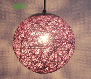 Wholesale hemp ball chandelier Zhongshan rattan lamp Pastoral restaurant bar chandelier hot pot shop light Living room porch light (Color: Purple, size: 50CM)