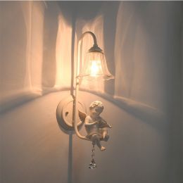 Little angel creative bedroom bedside wall lamp (style: No bulb, Color: 6031A crystal)