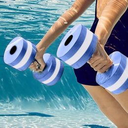 2Pcs Water Aerobic Exercise Foam Dumbbells Pool Resistance Water Fitness Exercises Equipment for Weight Loss (Color: Blue)