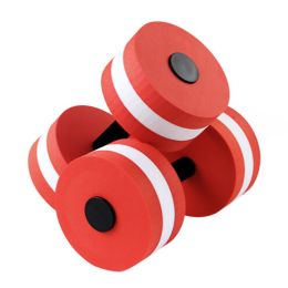 2Pcs Water Aerobic Exercise Foam Dumbbells Pool Resistance Water Fitness Exercises Equipment for Weight Loss (Color: Red)