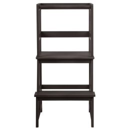 Kids Wooden Kitchen Step Stool with Safety Rail (Color: Brown)