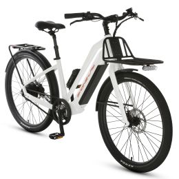 27.5'' Electric Bike 48V 14AH 500W Power Assist Moped E-Bike with 20mph Top Speed 45km Pure Elertic Power Range Headlight Taillight (Color: White)