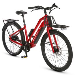27.5'' Electric Bike 48V 14AH 500W Power Assist Moped E-Bike with 20mph Top Speed 45km Pure Elertic Power Range Headlight Taillight (Color: Red)
