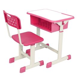 Adjustable Student Desk and Chair Kit Pink (Color: pink)