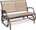 2 Person Swing Glider Chair Patio Swing Bench with Cup Holder Garden Rocking Seat for Outdoor Patio,Backyard,Deck Swimming Pool