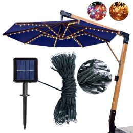 104 LEDs Solar-Powered String Light Fit 8-Rib 8/9/10ft Aluminum Outdoor Patio Umbrella (Color: Multi-color)