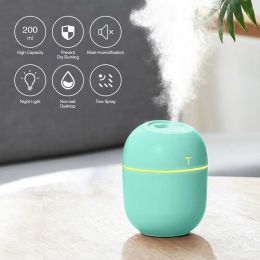 Air Humidifier Mini Ultrasonic USB Essential Oil Diffuser Car Purifier Aroma Anion Mist Maker for Home Car with LED Night Lamp (Color: green)