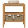 Bathroom Vanity Cabinet Solid Teak with Sink Marble Cream