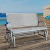 2 Person Swing Glider Chair Patio Swing Bench with Cup Holder Garden Rocking Seat for Outdoor Patio,Backyard,Deck Swimming Pool