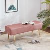 45.7 Inches Velvet Ottoman Rectangular Bench Footstool, with Golden Metal Legs and Non-Slip Foot Pads for Living Room Bedroom Entryway XH