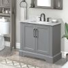 Single Solid Wood Bathroom Vanity Set, with Drawers, Carrara White Marble Top, 3 Faucet Hole, CARRIER SUGGEST LTL, Not UPS/FEDEX GROUND