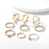 9 Pcs Sets Creative Noble Charm Rings Luxury Ladies Gold Silver Ring Geometric Circular Woven Band